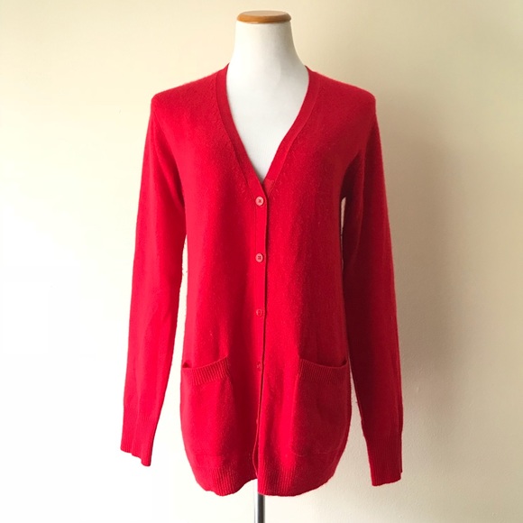 cashmere red cardigan